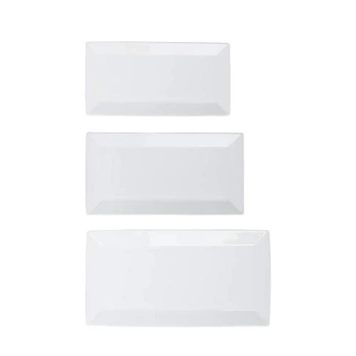 Détail de Service porcelaine 3 pièces Amazon Basics, blanc, apéritif, dessert