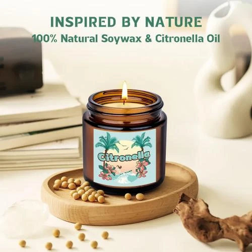 Détail de Bougies citronnelle JJSCOYADA, 3 pièces, extérieur, verre