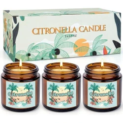 Bougies citronnelle JJSCOYADA, 3 pièces, extérieur, verre
