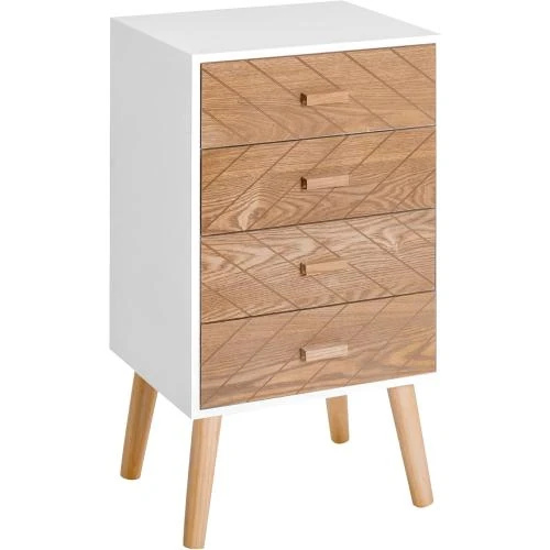 HOMCOM Table de Chevet Scandinave, Commode Bois, 4 Tiroirs - Vue principale