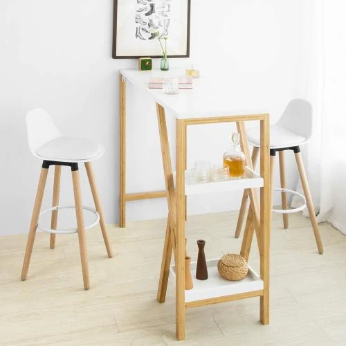 Zoom sur SoBuy FST70, Tabouret Bar Haut, Dossier, Blanc