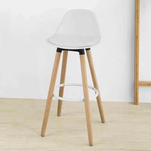 Détail de SoBuy FST70, Tabouret Bar Haut, Dossier, Blanc