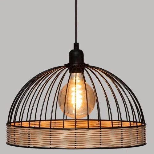 Détail de Suspension Filaire Atmosphera, Métal, Rotin, 35 cm