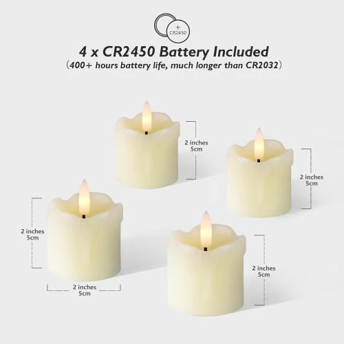 Zoom sur Rhytsing Bougies votives LED ivoire, cire véritable, minuteur