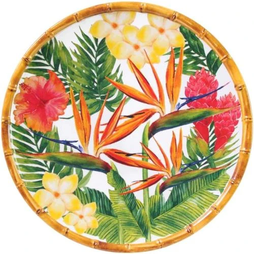 Assiette Plate Fleurs Jaunes Vertes Roses, Les Jardins de la Comtesse - Vue principale
