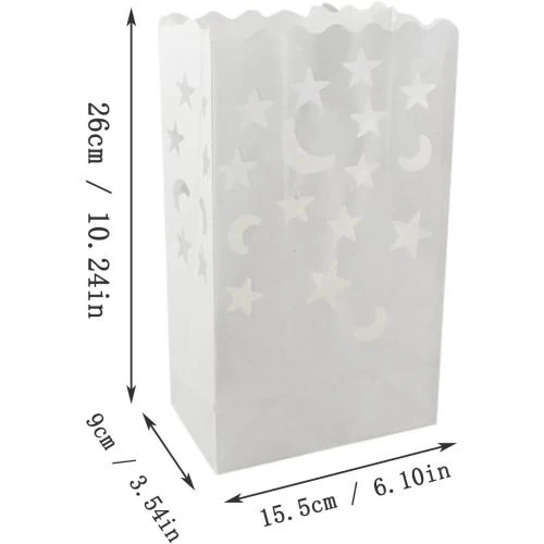 Détail de Sac à Bougies Blanc, 20 Pièces, Forme Cœur, Fayemint