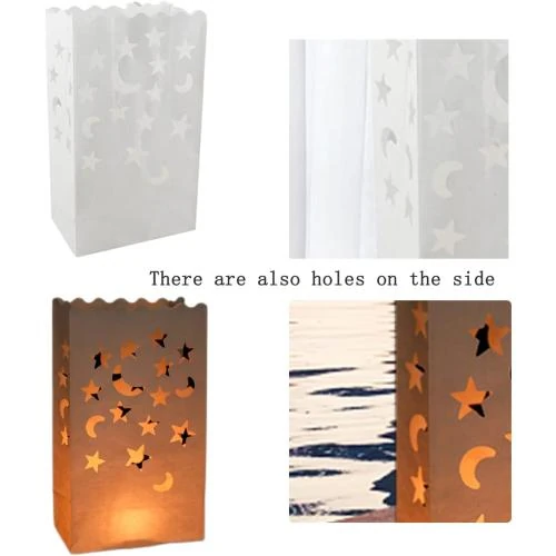 Zoom sur Sac à Bougies Blanc, 20 Pièces, Forme Cœur, Fayemint