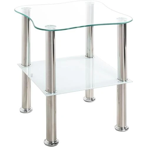 Table d'appoint HAKU, acier inoxydable blanc, design élégant - Vue principale
