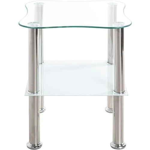 Détail de Table d'appoint HAKU, acier inoxydable blanc, design élégant