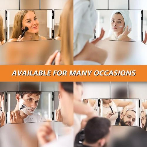 Zoom sur Miroir 360 Degrés Pliable, Miroir Coiffure Homme, Miroir Barbier