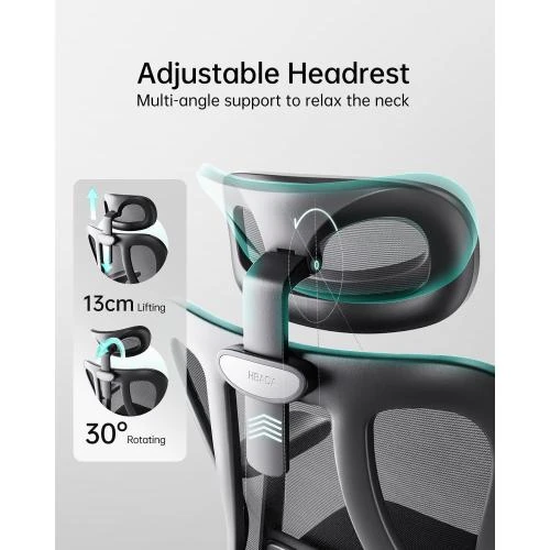 Zoom sur Chaise Bureau Ergonomique Noir, Support Lombaire, Repose Pied