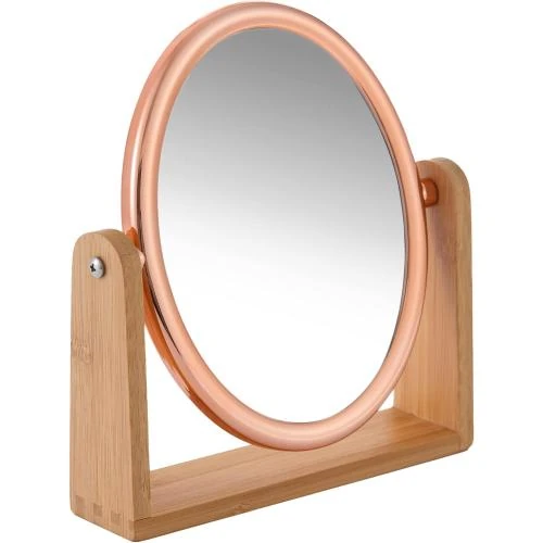 Miroir maquillage double face grossissant 10x, or rose - Vue principale