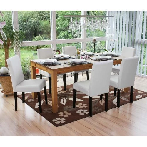 Détail de Chaises de séjour Littau, Simili Cuir Blanc Mat, Lot 4