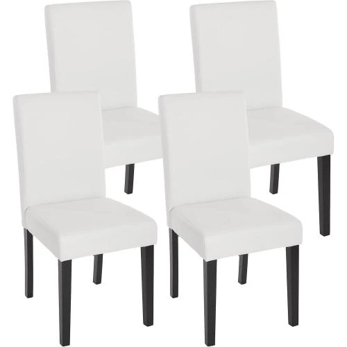 Chaises de séjour Littau, Simili Cuir Blanc Mat, Lot 4 - Vue principale