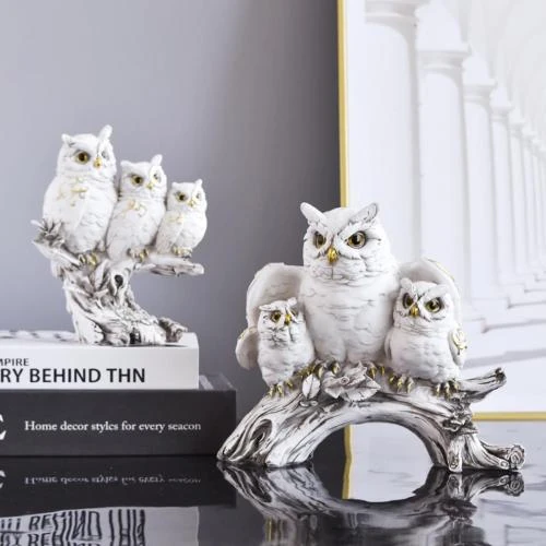 Zoom sur Figurines Hibou, Décoration Maison, Sculpture Bureau, Cadeaux
