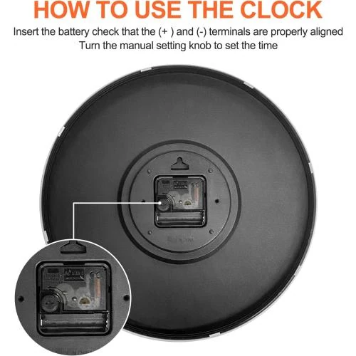 Zoom sur Horloge Murale Silencieuse, Design Moderne, Quartz