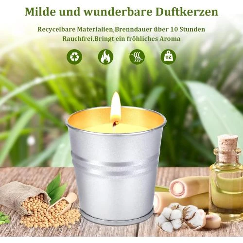 Détail de Bougies Citronnelle Extérieur Serntscoy, 100h, Cire Soja