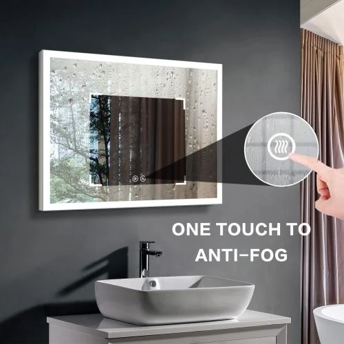 Zoom sur Miroir Salle de Bain LED Argent, Anti-Fog, Bluetooth
