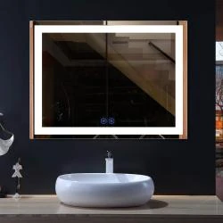 Miroir Salle de Bain LED Argent, Anti-Fog, Bluetooth