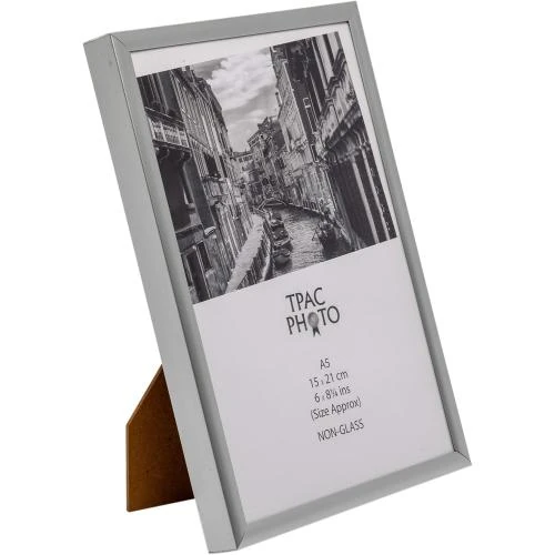 Détail de Cadre photo aluminium argenté A5, Hampton Frames