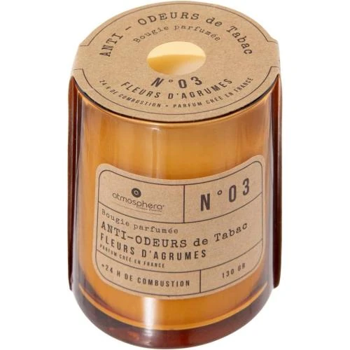 Détail de Bougie parfumée anti-odeur tabac Atmosphera 130g