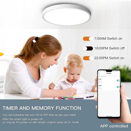 Zoom sur Anten Plafonnier LED 24W RGB, Température Réglable 3000-6500K