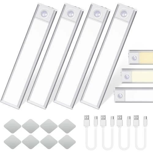 Lanlelin 4Pack LED Lampe Placard, Dimmable, Détecteur Mouvement - Vue principale