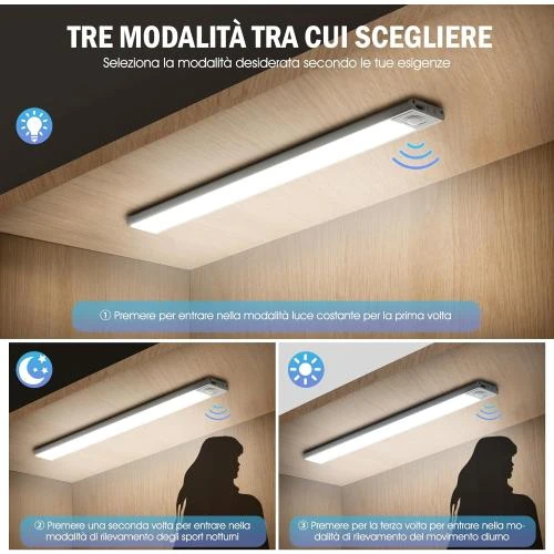 Zoom sur Lanlelin 4Pack LED Lampe Placard, Dimmable, Détecteur Mouvement