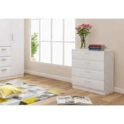 Table de Chevet Anaelle Panana, Commode Bois, 4 Tiroirs