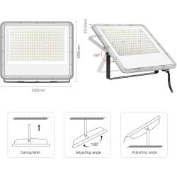 Projecteur LED extérieur 200W, 20000LM, étanche IP65 en situation