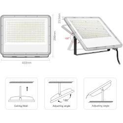 Projecteur LED extérieur 200W, 20000LM, étanche IP65 en situation