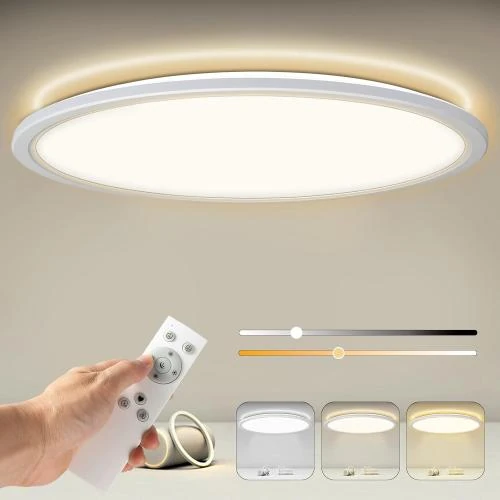 Plafonnier LED Dimmable CGSGDK, Panneau Rond Blanc - Vue principale