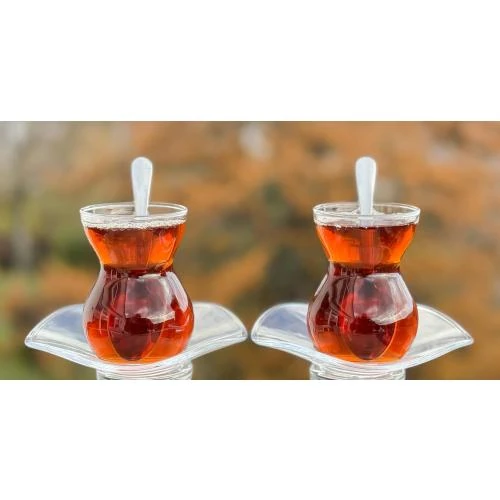 Détail de Service à thé turc Lina Sultan, 6 verres, soucoupes, cuillères