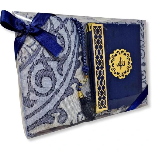 Coffret cadeau islamique, Coran, tapis prière bleu roi - Vue principale