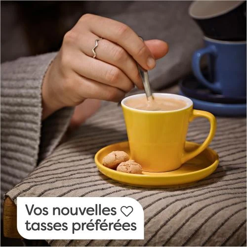Zoom sur Tasses à Café Expresso en Céramique Multicolore, Lot 6
