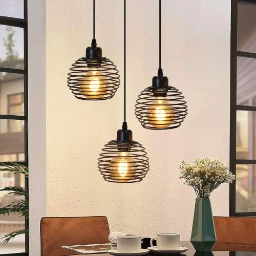ZMH Suspension Luminaire Vintage Noir, Lampe Métal E27 - Vue principale