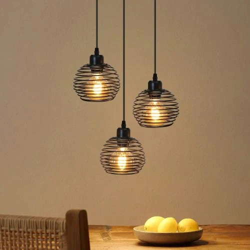 Zoom sur ZMH Suspension Luminaire Vintage Noir, Lampe Métal E27