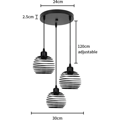Détail de ZMH Suspension Luminaire Vintage Noir, Lampe Métal E27