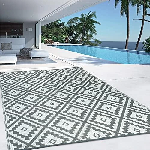 Zoom sur Tapis extérieur Idmarket Bahamas Gris, design moderne, durable