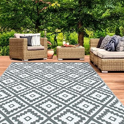 Détail de Tapis extérieur Idmarket Bahamas Gris, design moderne, durable
