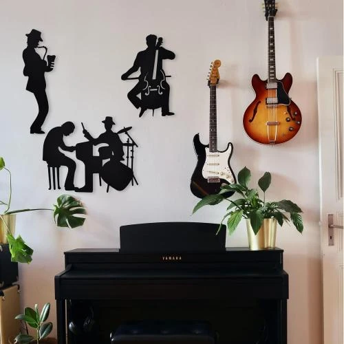 Zoom sur Wotieuns Décoration Murale Métal, Saxophone, Violoncelle, Tambour