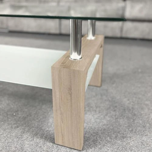 Zoom sur Table Basse Verre Homey, Modèle Tango, Beige Cambria