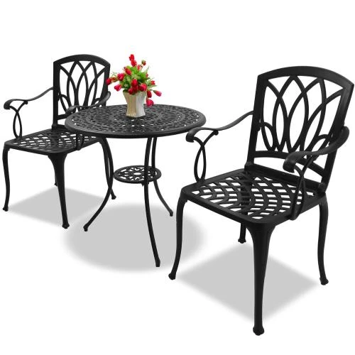 Zoom sur Table jardin, 2 chaises, Centurion Supports, fonte, aluminium