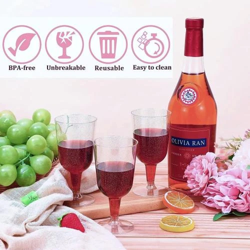 Zoom sur Verres à Vin Paillettes Argentées LATERN, 50 pièces