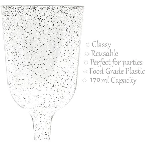 Détail de Verres à Vin Paillettes Argentées LATERN, 50 pièces