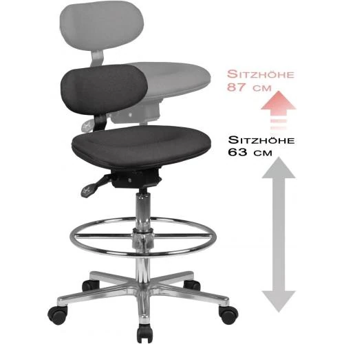 Zoom sur Tabouret de Travail Pivotant, Appui Pied Annulaire, Tissu