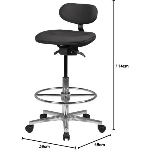 Détail de Tabouret de Travail Pivotant, Appui Pied Annulaire, Tissu