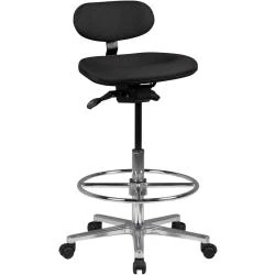 Tabouret de Travail Pivotant, Appui Pied Annulaire, Tissu