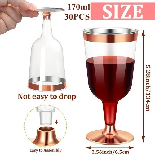 Zoom sur Verres à Vin Plastique LATERN 30 Pièces Or Rose