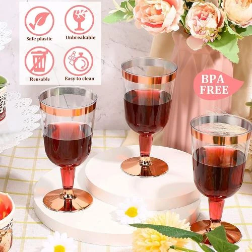 Détail de Verres à Vin Plastique LATERN 30 Pièces Or Rose